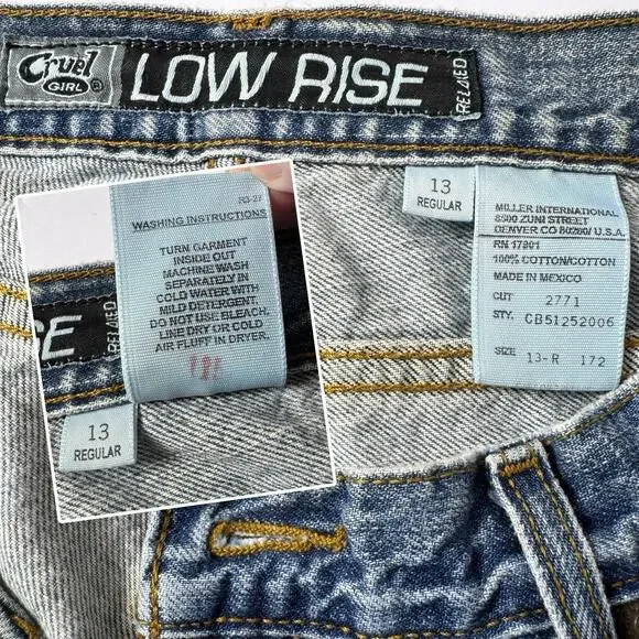 Cruel Girl Low Rise Bootcut Jeans Mid Wash Distressed 13R Western Y2k - Picture 7 of 11